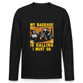 Crane operator design for excavator operators and construction workers - Men's Premium Organic Long Sleeve Shirt - black - Front - Nico (187cm)