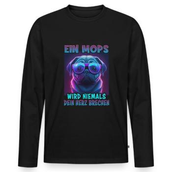 Hunde Spruch Pug Design für Hundeliebhaber - Männer Premium Bio Langarmshirt - Schwarz - Vorne - Nico (187cm)