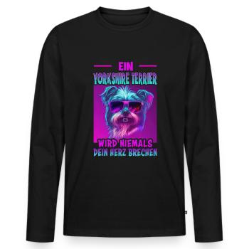 Hunde Spruch Yorkshire Terrier Design für - Männer Premium Bio Langarmshirt - Schwarz - Vorne - Nico (187cm)