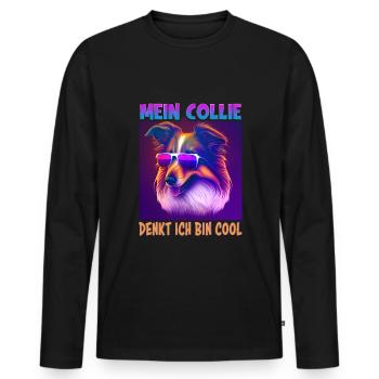Hunde Spruch Collie Design - Männer Premium Bio Langarmshirt - Schwarz - Vorne - Nico (187cm)