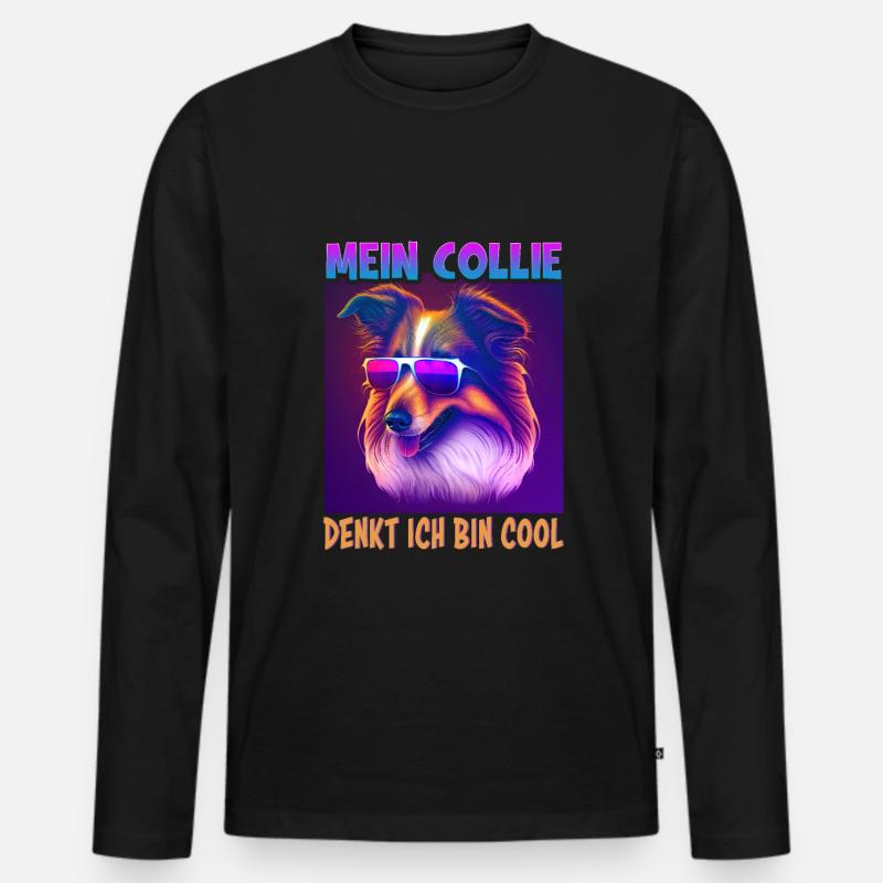 Hunde Spruch Collie Design - Männer Premium Bio Langarmshirt - Schwarz