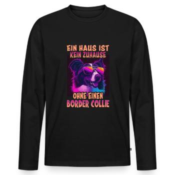Hunde Spruch Border Collie Design - Männer Premium Bio Langarmshirt - Schwarz - Vorne - Nico (187cm)