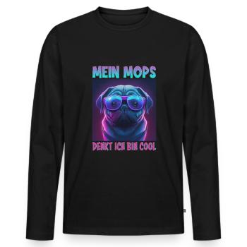 Hunde Spruch Mops Design für Hundeliebhaber - Männer Premium Bio Langarmshirt - Schwarz - Vorne - Nico (187cm)