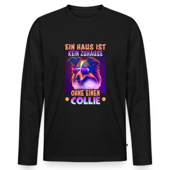 Hunde Spruch Collie Design - Männer Premium Bio Langarmshirt - Schwarz - Vorne - Nico (187cm)