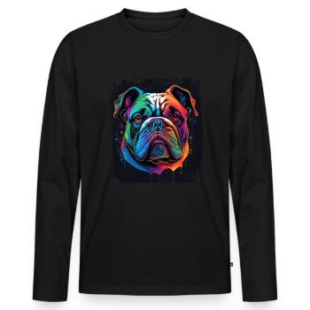 Chien bouledogue disant Propriétaire de bouledogue - T-shirt manches longues Premium bio Homme - noir - Devant - Nico (187cm)