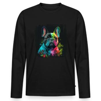 Chiens Français Bulldog Amateurs de chiens - T-shirt manches longues Premium bio Homme - noir - Devant - Nico (187cm)