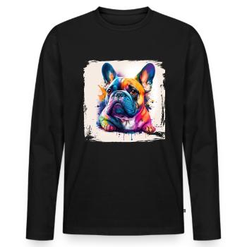 Chiens Français Bulldog Amateurs de chiens - T-shirt manches longues Premium bio Homme - noir - Devant - Nico (187cm)