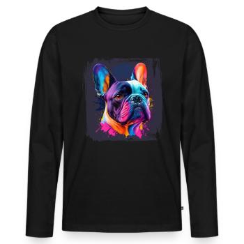 Chiens Français Bulldog Amateurs de chiens - T-shirt manches longues Premium bio Homme - noir - Devant - Nico (187cm)