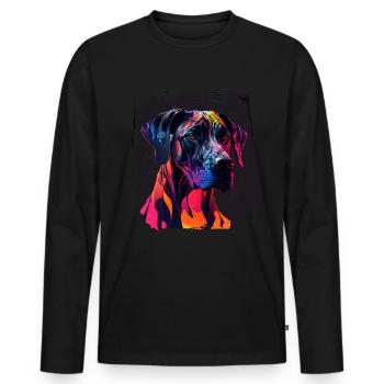 Chien disant Dogue allemand pour les amoureux des chiens - T-shirt manches longues Premium bio Homme - noir - Devant - Nico (187cm)