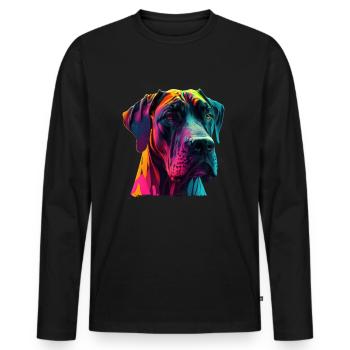 Chien disant Dogue allemand pour les amoureux des chiens - T-shirt manches longues Premium bio Homme - noir - Devant - Nico (187cm)