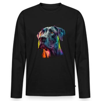 Chien disant Dogue allemand pour les amoureux des chiens - T-shirt manches longues Premium bio Homme - noir - Devant - Nico (187cm)