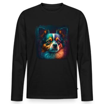 Hunde Spruch Papillon Design für Hundeliebhaber - Männer Premium Bio Langarmshirt - Schwarz - Vorne - Nico (187cm)