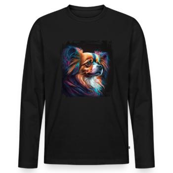 Dog Saying Papillon Design for Dog Lovers - Men's Premium Organic Long Sleeve Shirt - black - Front - Nico (187cm)