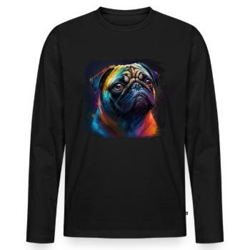 Hunde Spruch Mops Design für Hundeliebhaber - Männer Premium Bio Langarmshirt - Schwarz - Vorne - Nico (187cm)