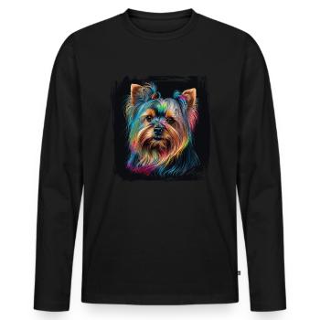 Dog Saying Yorkshire Terrier Design - T-shirt manches longues Premium bio Homme - noir - Devant - Nico (187cm)