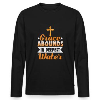 Citations chrétiennes Dessins pour les chrétiens croyants - T-shirt manches longues Premium bio Homme - noir - Devant - Nico (187cm)