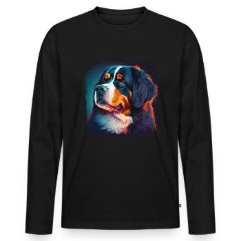 Chiens Bouvier Bernois Amoureux des chiens - T-shirt manches longues Premium bio Homme - noir - Devant - Nico (187cm)