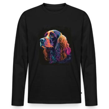Chien Dicton Cocker Spaniel pour les amoureux des chiens - T-shirt manches longues Premium bio Homme - noir - Devant - Nico (187cm)