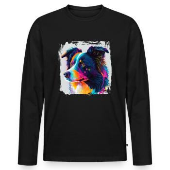 Hunde Spruch Border Collie Design - Männer Premium Bio Langarmshirt - Schwarz - Vorne - Nico (187cm)