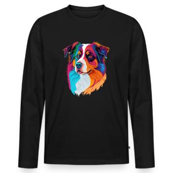 Chiens Berger australien amoureux des chiens Aussie - T-shirt manches longues Premium bio Homme - noir - Devant - Nico (187cm)