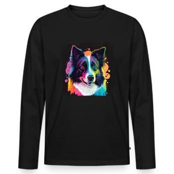 Dog Saying Border Collie Design - Men's Premium Organic Long Sleeve Shirt - black - Front - Nico (187cm)