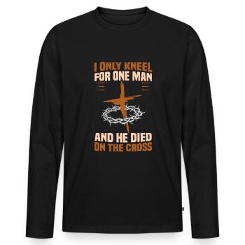 Citations chrétiennes Dessins pour les chrétiens croyants - T-shirt manches longues Premium bio Homme - noir - Devant - Nico (187cm)