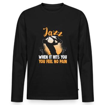 Musiciens d’orchestre de musique jazz - T-shirt manches longues Premium bio Homme - noir - Devant - Nico (187cm)