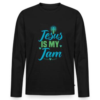 Citations chrétiennes Dessins pour les chrétiens croyants - T-shirt manches longues Premium bio Homme - noir - Devant - Nico (187cm)