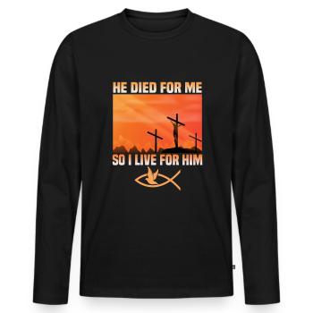Citations chrétiennes Dessins pour les chrétiens croyants - T-shirt manches longues Premium bio Homme - noir - Devant - Nico (187cm)