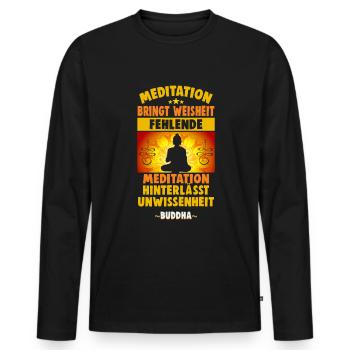Buddhist Meditation Zen Buddha Buddhismus und Yoga - Männer Premium Bio Langarmshirt - Schwarz - Vorne - Nico (187cm)