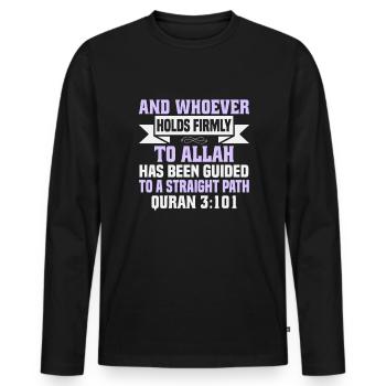 Versets coraniques L’islam cite les textes musulmans du Ramadan - T-shirt manches longues Premium bio Homme - noir - Devant - Nico (187cm)