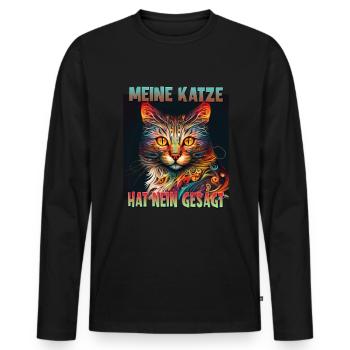 Cat Lovers Design Cat Maman Mon Chat a - T-shirt manches longues Premium bio Homme - noir - Devant - Nico (187cm)