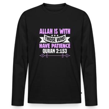 Koran Verse Islam Zitate Moslem Texte - Männer Premium Bio Langarmshirt - Schwarz - Vorne - Nico (187cm)