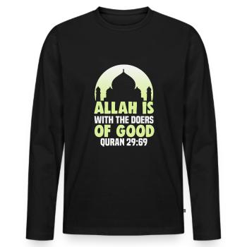 Koran Verse Islam Zitate Moslem Texte - Männer Premium Bio Langarmshirt - Schwarz - Vorne - Nico (187cm)
