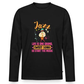 Musiciens d’orchestre de musique jazz - T-shirt manches longues Premium bio Homme - noir - Devant - Nico (187cm)