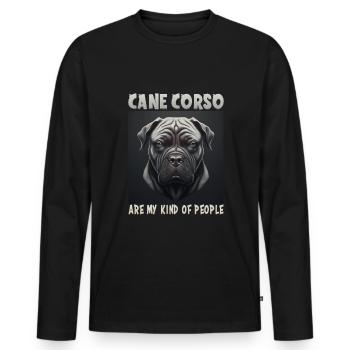 Chien disant Cane Corso design pour les amoureux des chiens - T-shirt manches longues Premium bio Homme - noir - Devant - Nico (187cm)