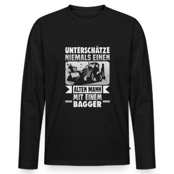 Crane operator design for excavator operators and construction workers - Men's Premium Organic Long Sleeve Shirt - black - Front - Nico (187cm)