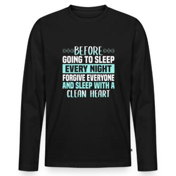 Le verset du Coran cite des textes musulmans du Ramadan - T-shirt manches longues Premium bio Homme - noir - Devant - Nico (187cm)