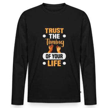 Citations chrétiennes Dessins pour les chrétiens croyants - T-shirt manches longues Premium bio Homme - noir - Devant - Nico (187cm)