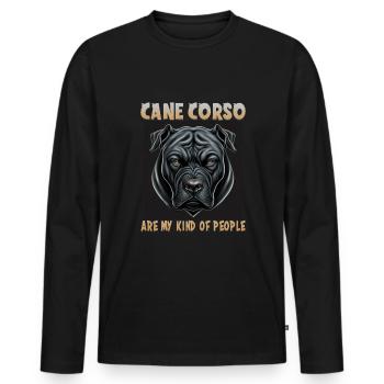 Chien disant Cane Corso design pour les amoureux des chiens - T-shirt manches longues Premium bio Homme - noir - Devant - Nico (187cm)