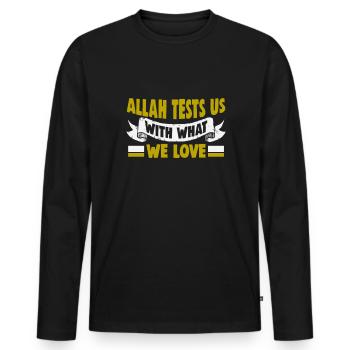 Koran Verse Islam Zitate Moslem Ramadan Texte - Männer Premium Bio Langarmshirt - Schwarz - Vorne - Nico (187cm)