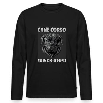 Chien disant Cane Corso design pour les amoureux des chiens - T-shirt manches longues Premium bio Homme - noir - Devant - Nico (187cm)