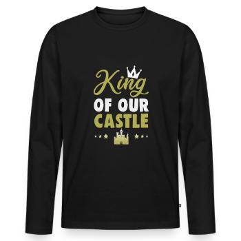 Father's Day King of our castle Papa Father - Men's Premium Organic Long Sleeve Shirt - black - Front - Nico (187cm)