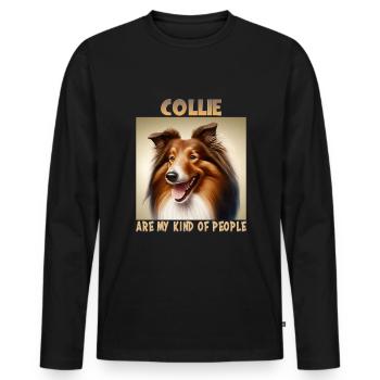 Collie Hunde Spruch Collie Design - Männer Premium Bio Langarmshirt - Schwarz - Vorne - Nico (187cm)