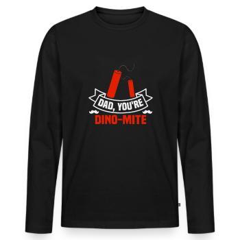 Fête des pères papa, tu es Dino-Mite Papa Papa - T-shirt manches longues Premium bio Homme - noir - Devant - Nico (187cm)