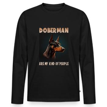 Hunde Spruch Doberman Design für Hundeliebhaber - Männer Premium Bio Langarmshirt - Schwarz - Vorne - Nico (187cm)
