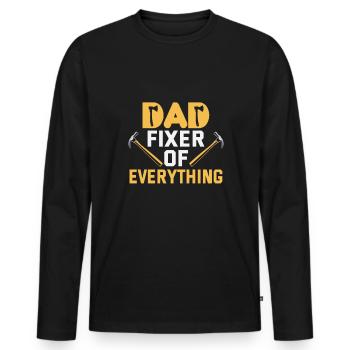 Father's Day Dad fixer of everything Papa Daddy - Men's Premium Organic Long Sleeve Shirt - black - Front - Nico (187cm)