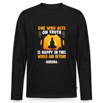 Méditation bouddhiste Bouddhisme Zen Bouddha Bouddhisme et Yoga - T-shirt manches longues Premium bio Homme - noir - Devant - Nico (187cm)