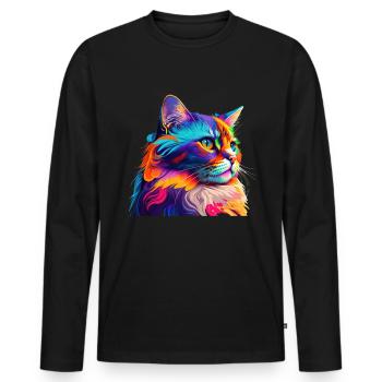 Cat Lovers Cool Cat Design Cat Mama - Men's Premium Organic Long Sleeve Shirt - black - Front - Nico (187cm)