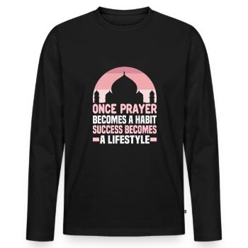 Le verset du Coran cite des textes musulmans du Ramadan - T-shirt manches longues Premium bio Homme - noir - Devant - Nico (187cm)